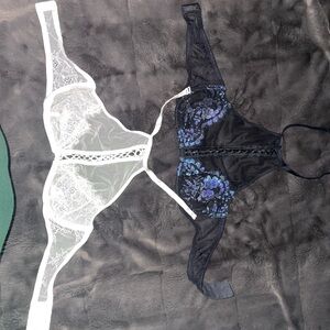 Black and White Lace Bralette Set